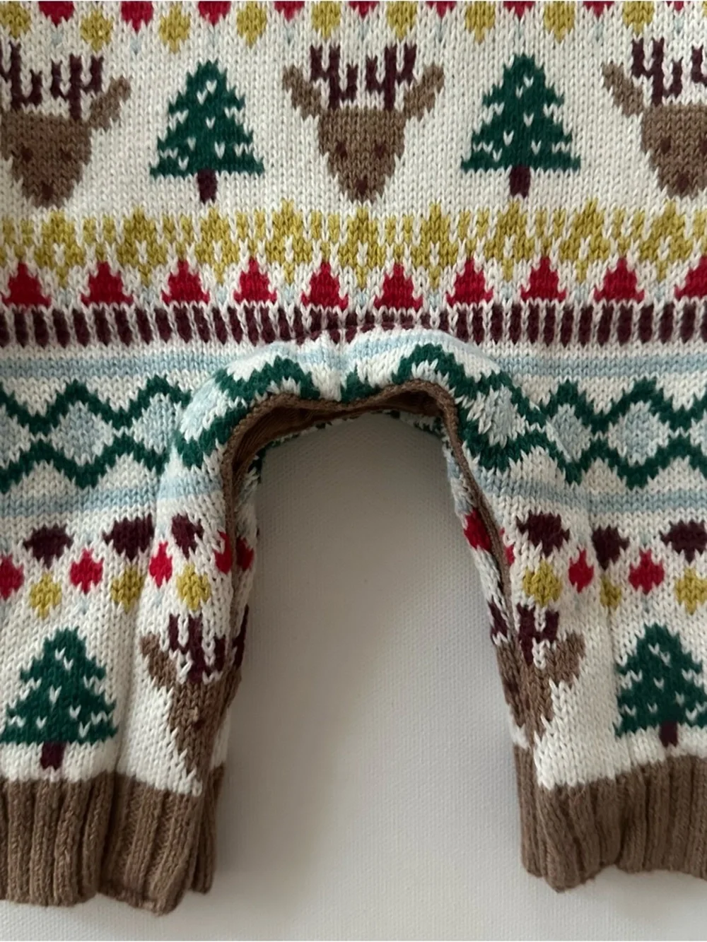 Old Navy 0-3 Months Baby Fair Isle Moose Knit Jumpsuit Christmas Tree Holiday